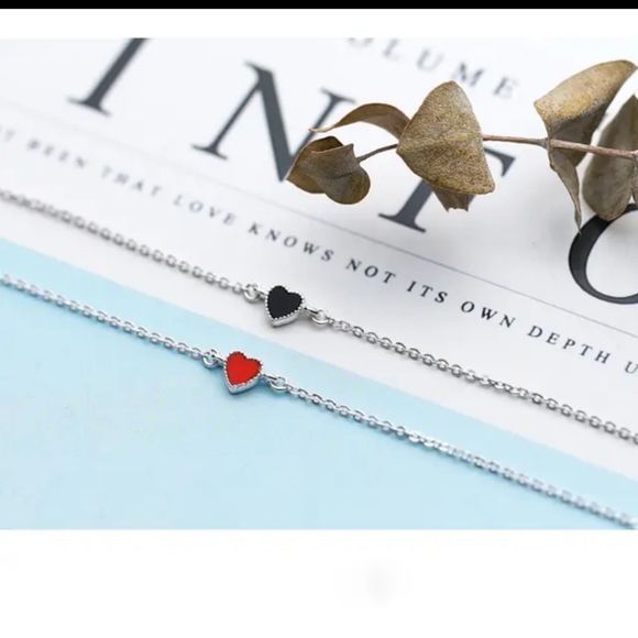 925 Silver Black Heart Bracelet - Picture 2 of 3